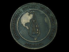 TC05156 VINTAGE 1970s MEMBER INT'L SOCIETY OF OILFIELD TRASH BELT BUCKLE