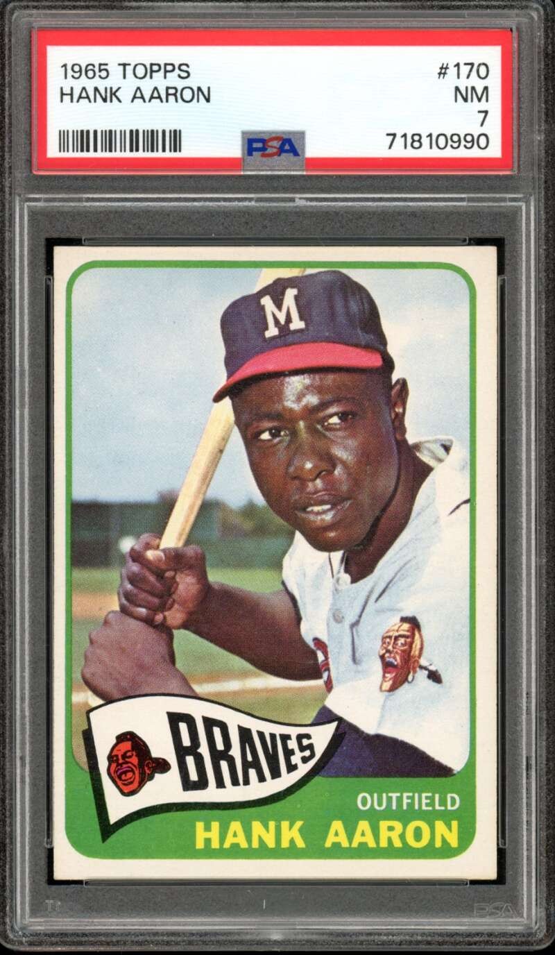 1965 Topps #170 Henry Hank Aaron Braves HOF PSA 7 NM Near Mint