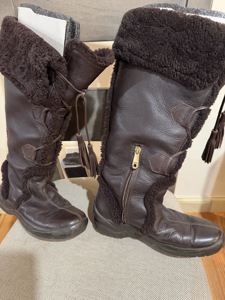 Botas Bally para mujer forradas de piel de oveja marrón 17” botas de invierno EE. UU. 8 Foto 3 de 4