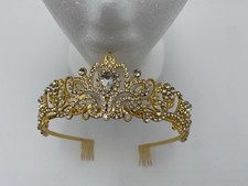Gold Rhinestone Princess Tiara Crown Headband, Women’s One Size