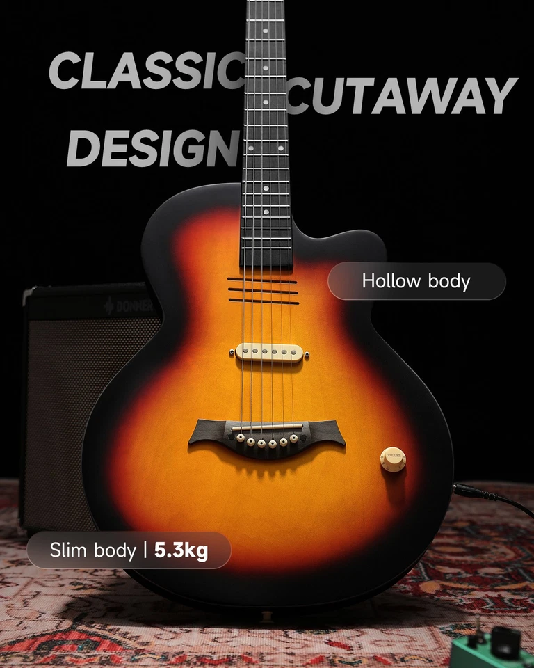 Moukey BCC-100 Acoustic Electric Guitar 39" Cutaway With Passive Pickup Sunburst - Image 4 of 4