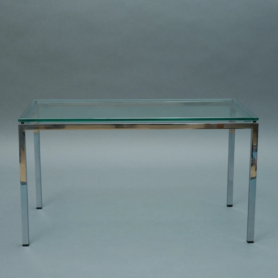 Vintage 60s Coffee Table Steel And Glass Hbt 42 x 75 X 40 CM Florence Knoll-ära - Image 2 of 4