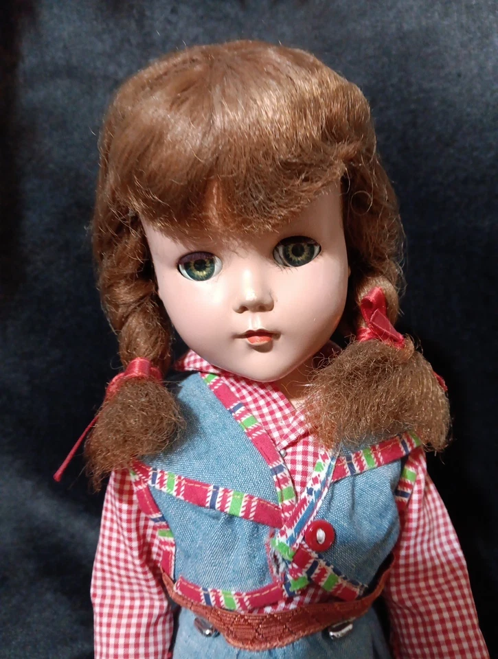 Muñeca vintage Arranbee Nanette 17" con trenzas y traje de mezclilla 1948 Foto 2 de 4