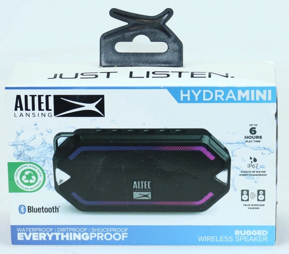 NEW Altec Lansing HYDRAMINI EverythingProof Wireless Bluetooth Speaker BLACK - Image 4 of 4