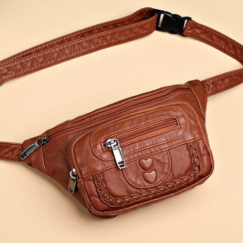 Soft Leather Belt Bag Large Capacity Chest pack Shoulder Crossbody Bag Female