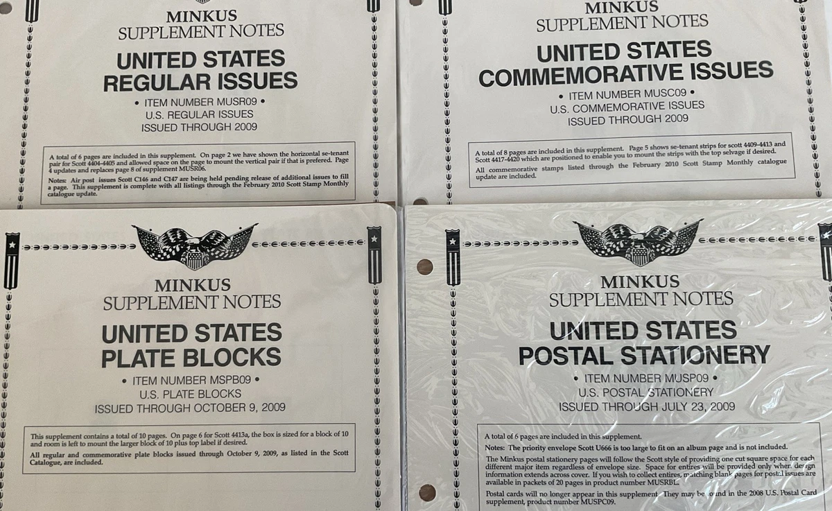 MINKUS 2009   PAGES FOR U S REGULAR , COMMEMORATIVE, PLATE & POSTAL STATIONARY