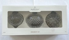 Hearth  Hand Magnolia Ornate Clear Glass Ornaments Set 2025 Holiday Collection