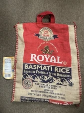 Royal Basmati Rice Bag 20lbs Burlap Handles (Bag only/No rice)