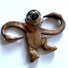 Monkey Pin Bronze Animal Brooch Handpainted Details Unique Jewelry For Blazer — photo 3