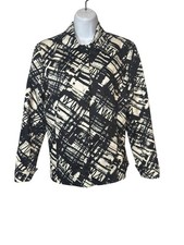 Coldwater Creek Black White Geometric Plaid Pattern Blazer Jacket-Lined-size 8