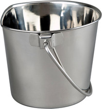 2 Quart Heavy Duty Stainless Steel Flat Side Bucket  Durable Food  Water Pail