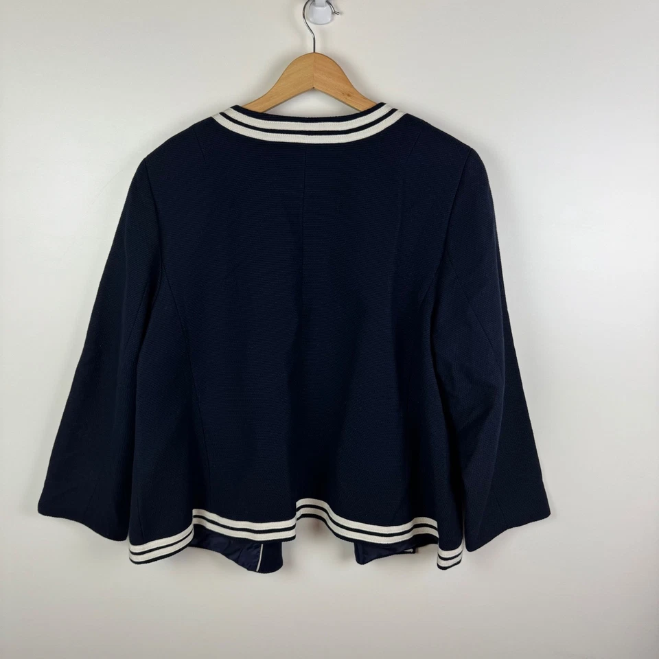 Blazer Talbots Azul Marino Texturizado Talla 18W Frente Abierto Algodón Náutico Clásico Foto 3 de 4