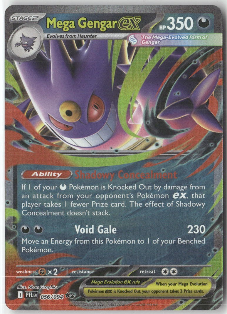Mega Gengar ex 056/094 Double Rare Phantasmal Flames Pokemon Holo MP