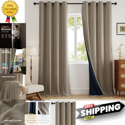 100% Blackout Curtains 84 Inch Length 2 Panels Set for Bedroom/Living Room, G...