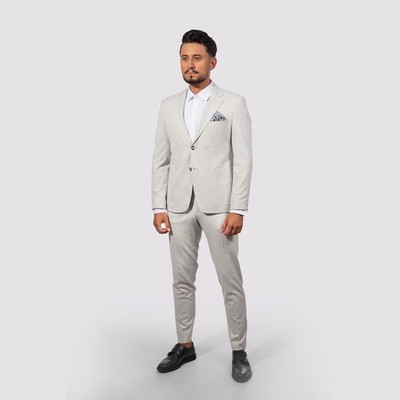 Mens slim fit suit in light grey joggers wedding sporty suit jacket