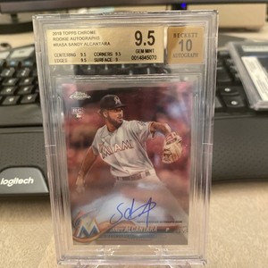 2018 Topps Chrome Sandy Alcantara RC Rookie Auto Autograph #RA-SA BGS 9.5/10