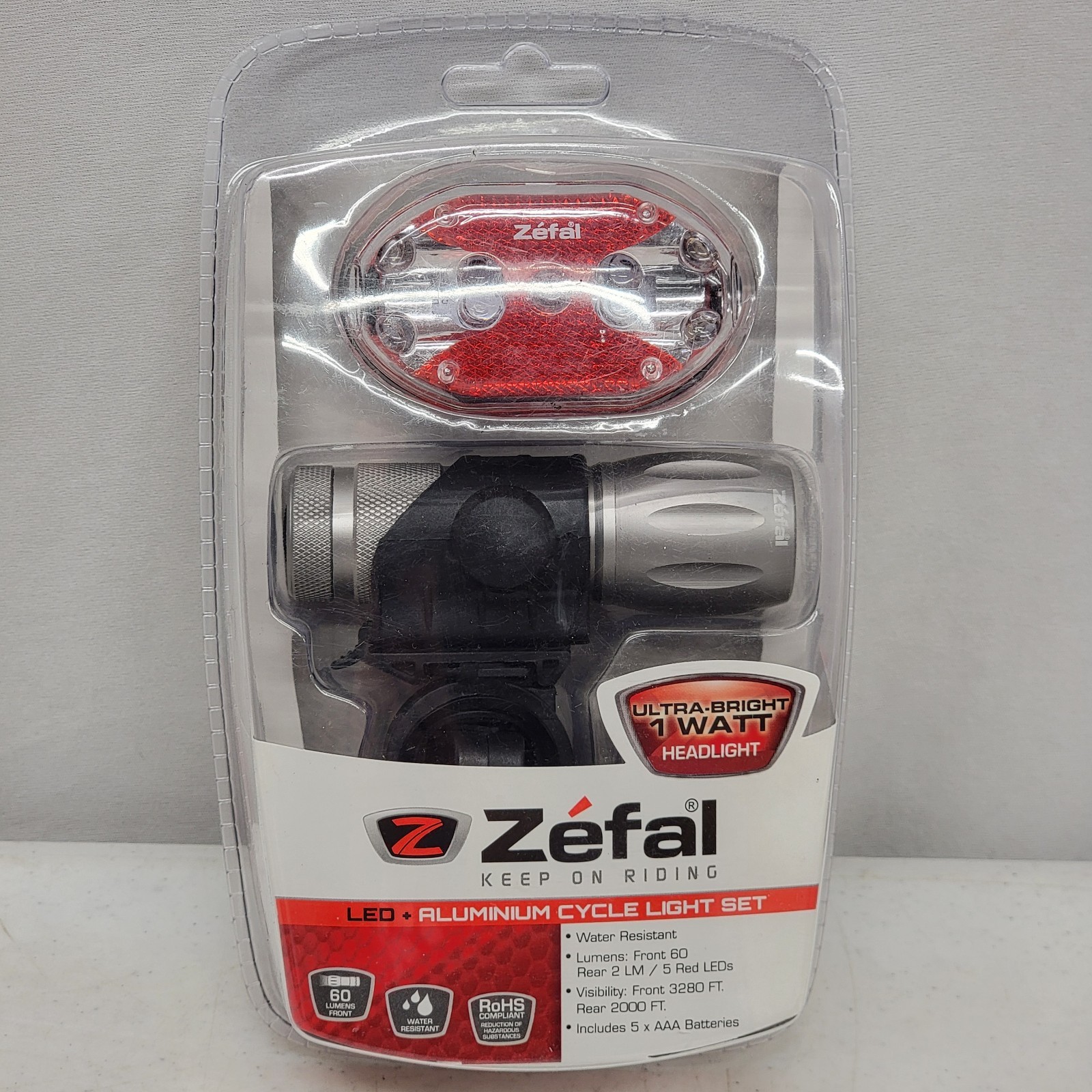 Zefal Led Aluminum Cycle Light Set 60 Lumens Bright Headlight Bike Front & Rear