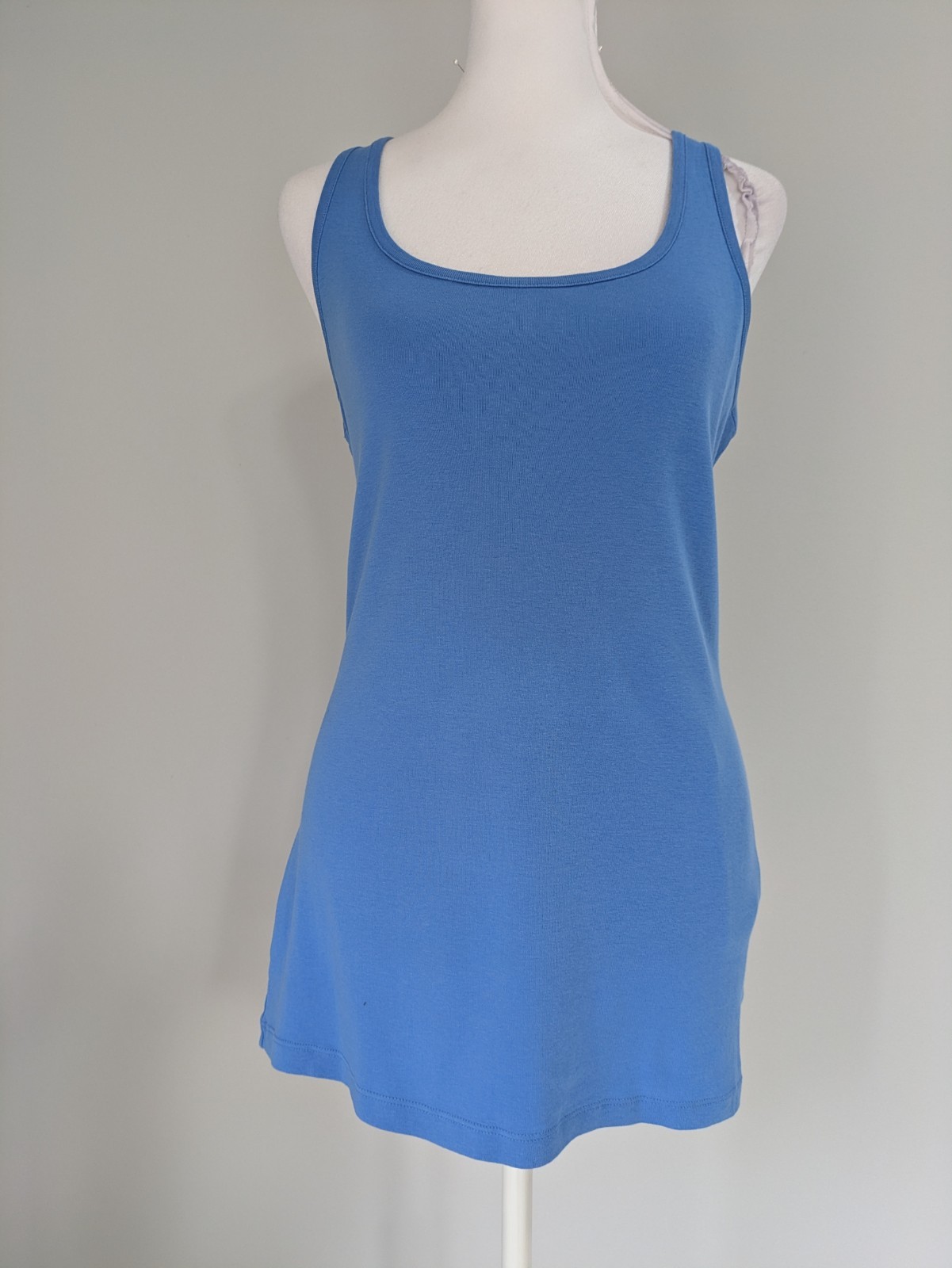 Faded Glory Sz L (12-14) Tank Top Cotton Light Blue Stretch