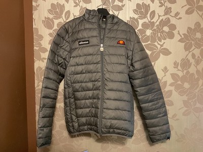 ELLESSE wattierte gefütterte Herrenjacke mit Kapuze UK Medium dunkelgrau  