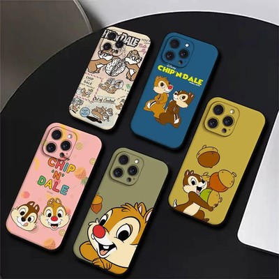 Chip 'n' Dale Case for iPhone 17 16 15 14 13 Pro Max Plus Black Silicone Soft