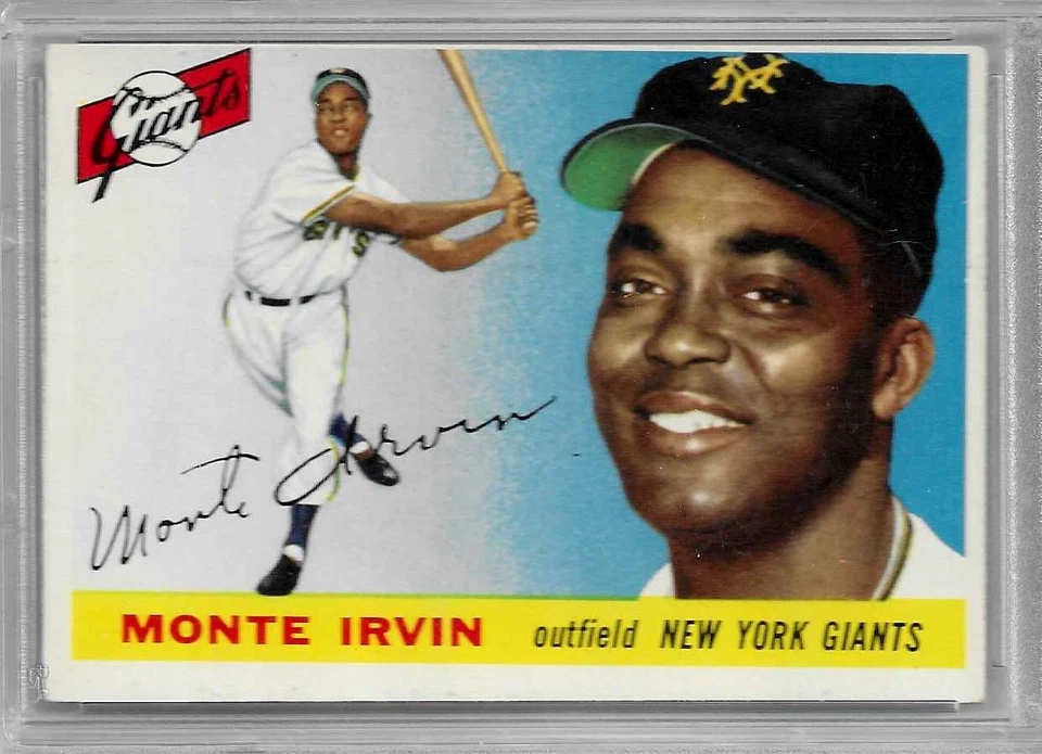1955 TOPPS BASEBALL CARD #100 HOF MONTE IRVIN PSA 8 OC MLB NEW YORK GIANTS - Image 3 of 4