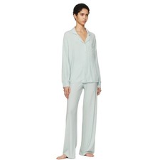 Skims Soft Lounge Rib Set AP-SET-0600 Frost XS Blue Pajama Top Pants Loungewear
