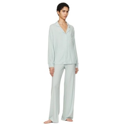 Skims Soft Lounge Rib Set AP-SET-0600 Frost XS Blue Pajama Top Pants Loungewear