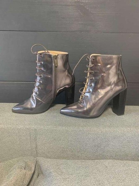 Women Navyboot Ankle Boots Silver Leather 38