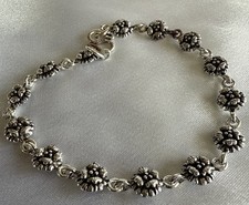 Beautiful Floral Sterling Silver 925 Link Bracelet 7 inch NEW
