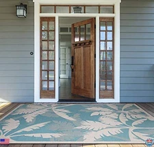 Couristan Monaco Coastal Flora Area Rug 2' x 3'7", Ivory Turquoise, Durable,