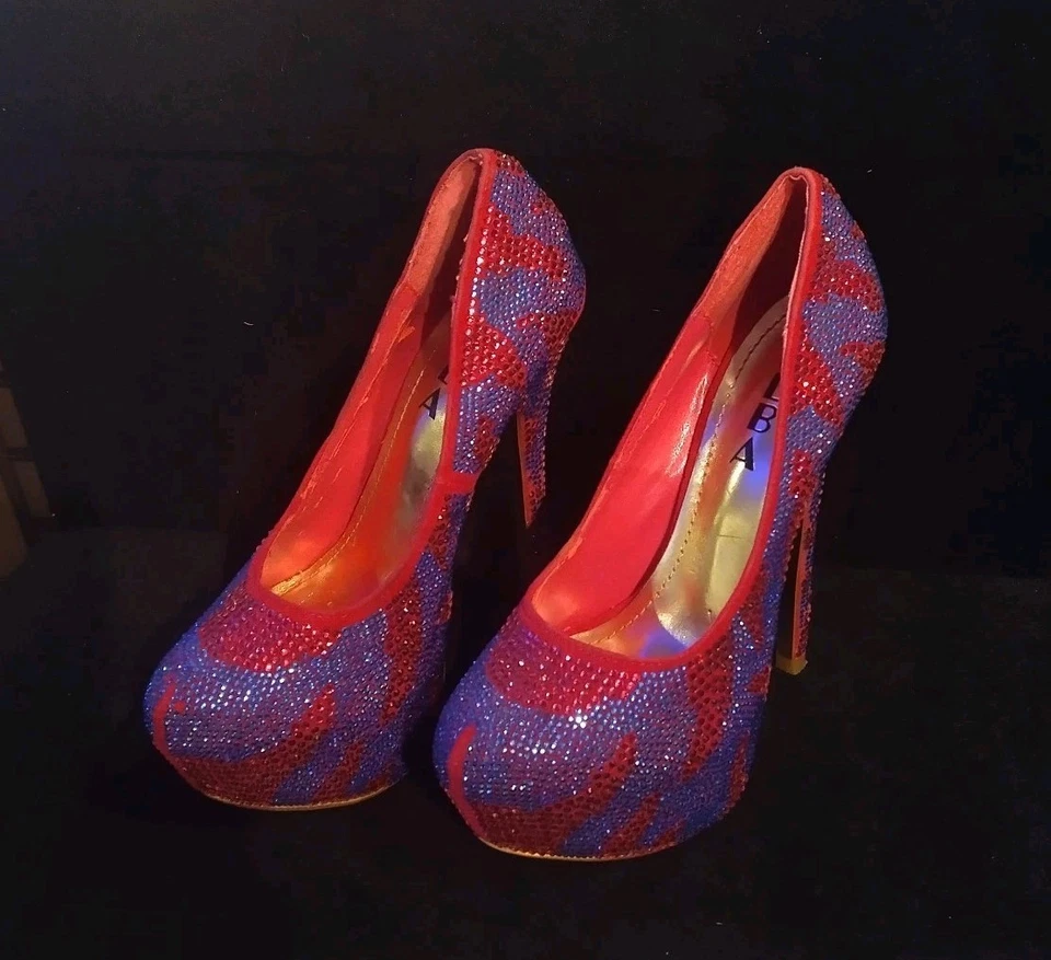 Sapatos ALBA Yang - Fuschia/Lilás Strass Stud 6" Salto Plataforma, Tamanho 6 - Imagem 2 de 4