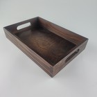 Wooden Serving Tray 30 cm Long, Hand Painted in Dark Brown color