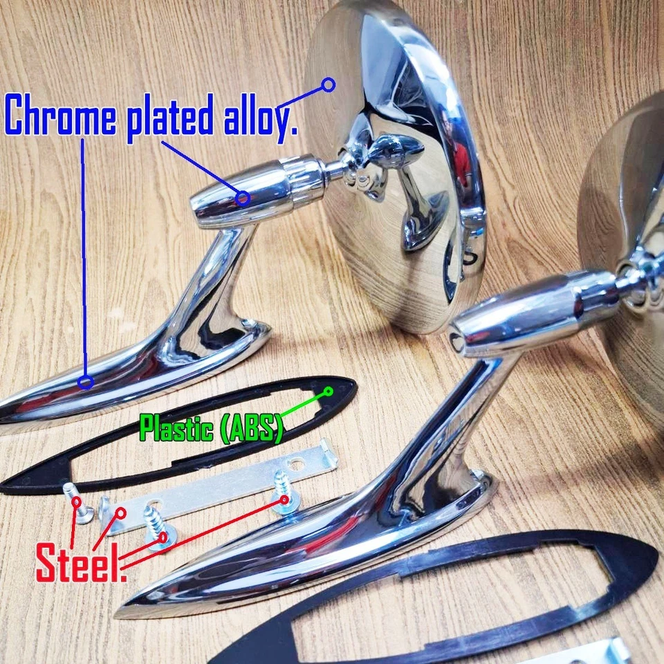 1958–1963 Aston Martin DB4 GT Zagato COUPE CHROME SIDE VIEW MIRROR ALLOY PAIR - Image 2 of 4