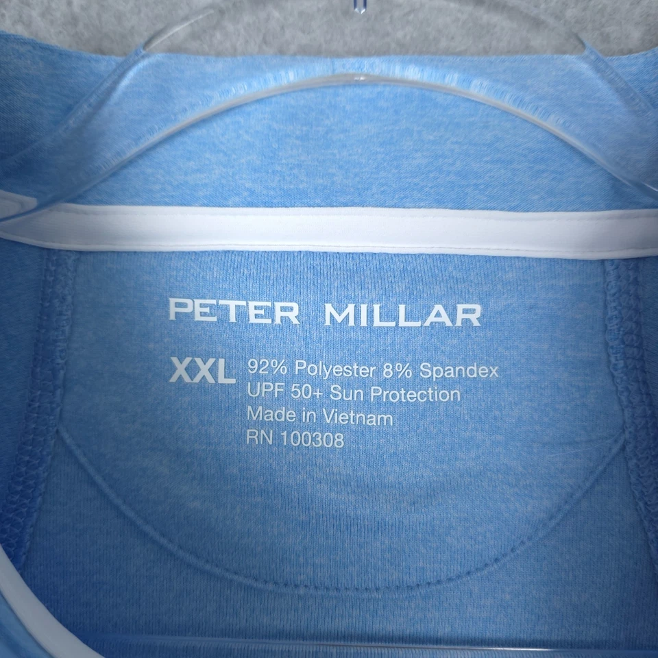 Peter Millar 1/4 Zip Womens 2XL Blue Melange Raglan Sleeve Perth Layer UPF 50 - Image 4 of 4