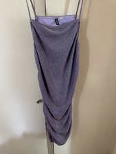 Superdown Purple Glitter Ruched Strappy Bodycon Midi Dress XS