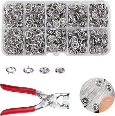 #ad 100 Sets Metal Snap Buttons Kit with Fastener Pliers Press Tool 400 PCS 9.5Mm $13.99