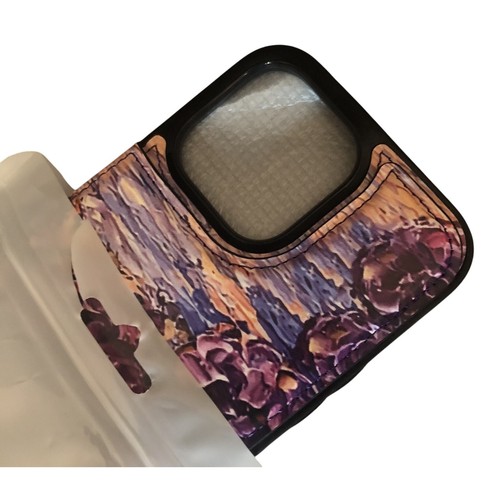 Unisex Wallet Case with Bracelet iPhone 14 Pro Max Oil Painting Purple HianDier - Picture 5 of 5