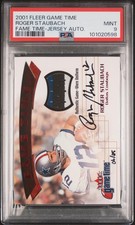 2001 FLEER GAME TIME FAME TIME FAME TIME-JSY AUTO. ROGER STAUBACH PSA 9