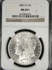 1882-CC Morgan NGC MS65+ Carson City Mint GEM+ Frosty Bright White Brilliant