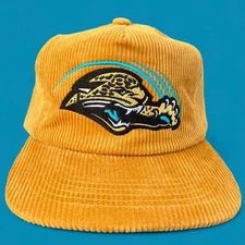 Gold corduroy Jacksonville Jaguars 1998 Scratch logo Strapback Hat