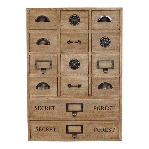 Rustic 14 Drawer Storage Cabinet Unit Wooden Trinket Drawers Chest Home Office - Picture 4 of 5