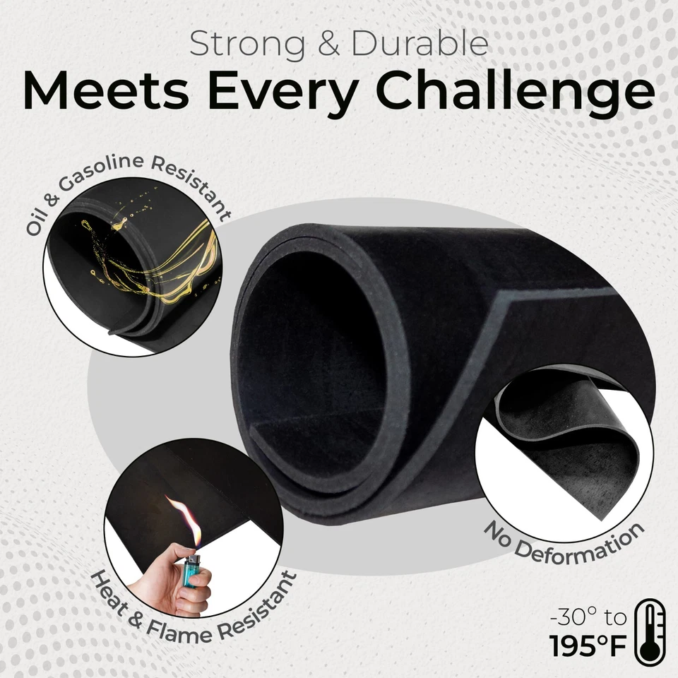 Hoja de Neopreno 1/16 x 9 x 12 en 60A Tira de Goma Alfombrilla Junta Material Hecho en EE. UU. Foto 3 de 4