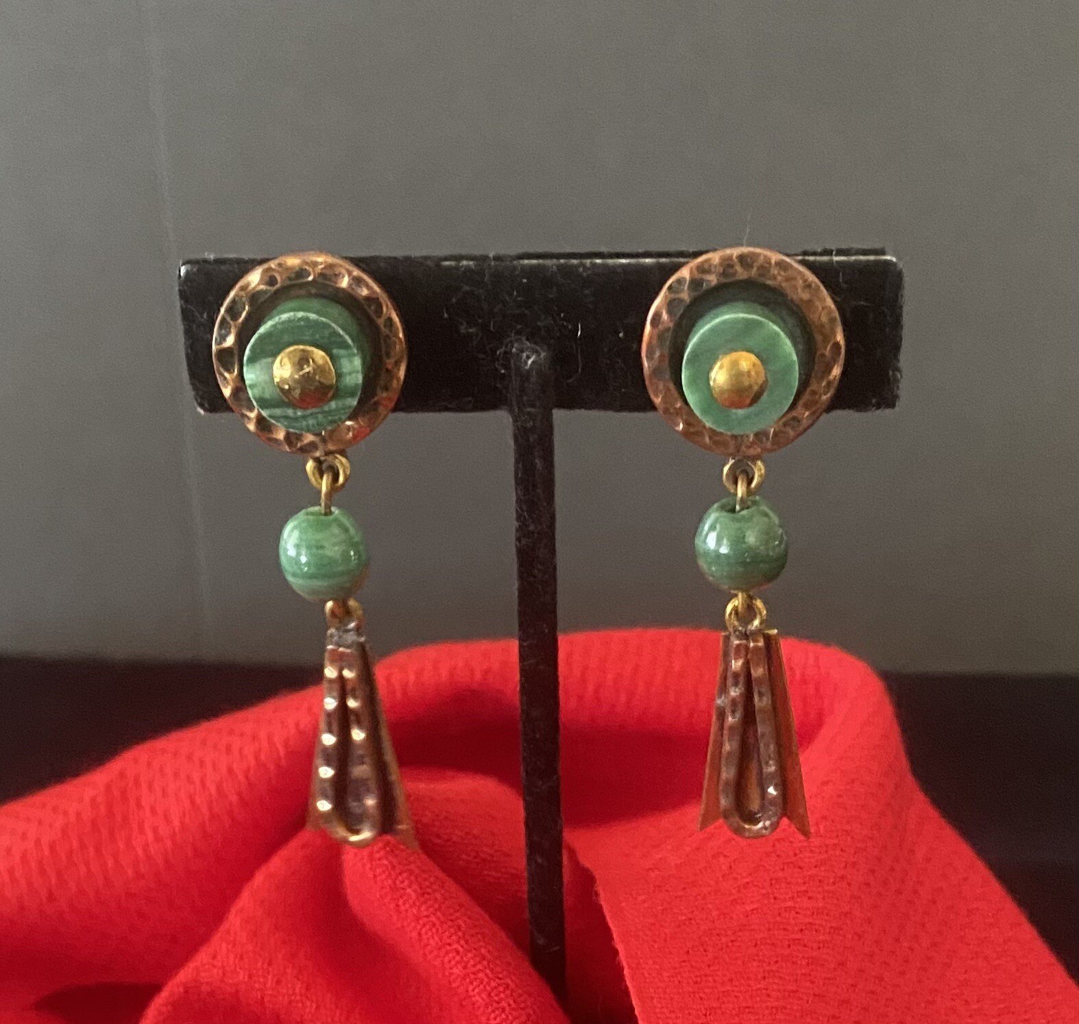 Absolutely Beautiful Vintage Solid Copper & Jade … - image 5