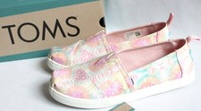 Toms Youth Girls Size 6 Alpargata Candy Pink Tie Dye Canvas Flats Shoes Slip Ons