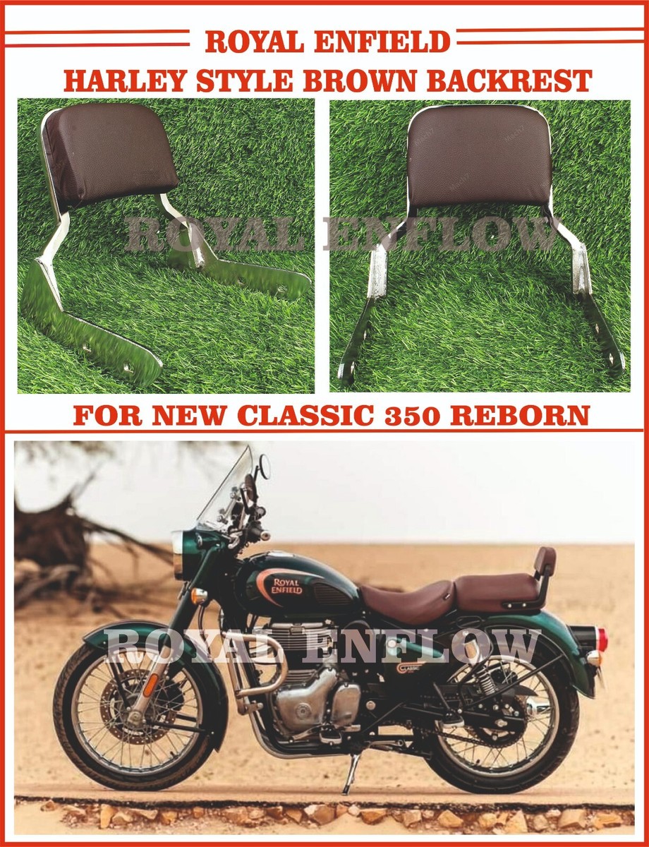 Royal Enfield Harley Style Brown Backrest for New Classic 350 Reborn Exp  Ship