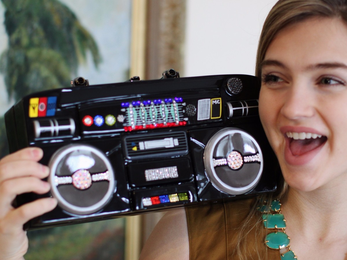 Timmy Woods SWAROVSKI CRYSTAL PAVE RADIO BOOM BOX Bag