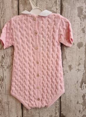 Baby Girl Spanish Style Knitted Romper with Peter Pan Collar