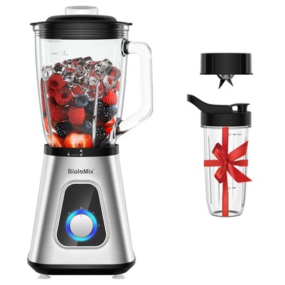 BioloMix 1300W Smoothie Mixer mit 1,5L Glasbehälter, 2 Geschwindigkeitsstufen