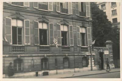 #ad WWII 1944 US Army 459th AAA in Paris France Photo HQ building $4.99