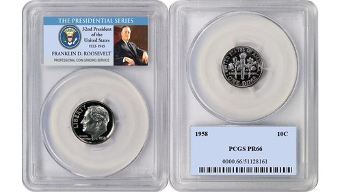 1958 Roosevelt Dime 10C PCGS PR66